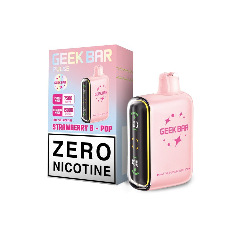 Strawberry B-Pop (Zero Nicotine) Geek Bar Pulse 15000 - Black Coral