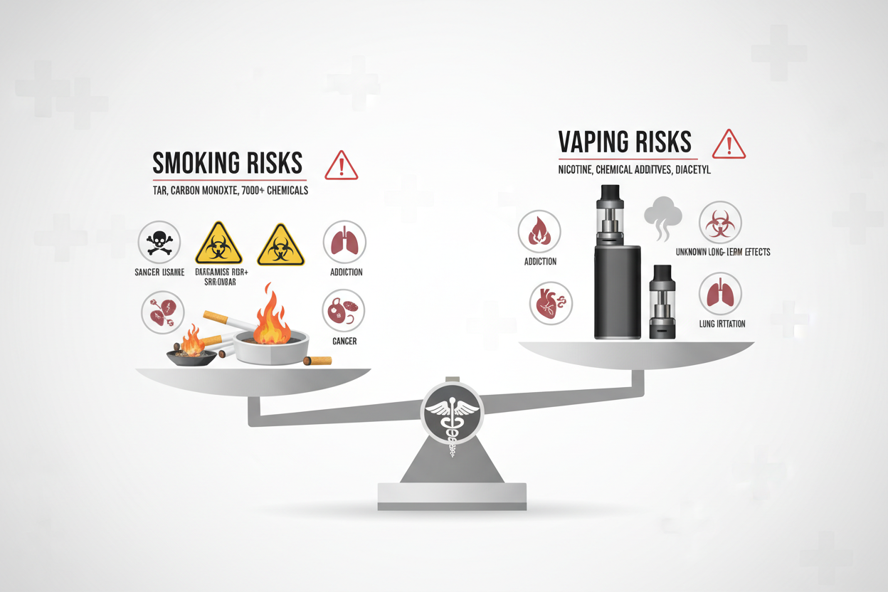 is vaping safer than smoking risk comparison scale
