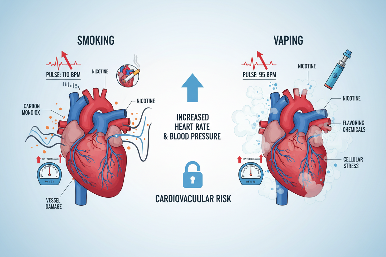 nicotine effects on heart rate and blood pressure smoking vs vaping