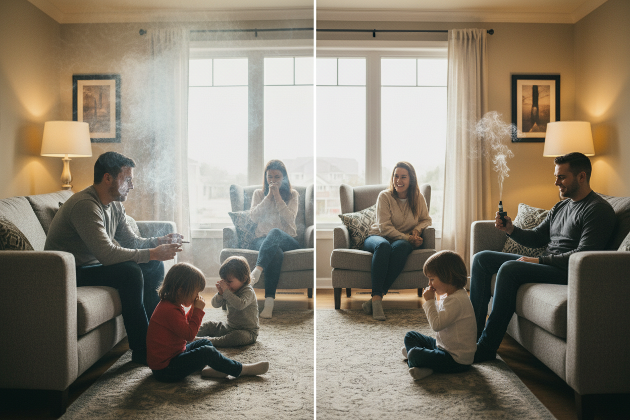 secondhand smoke vs secondhand vape aerosol exposure comparison